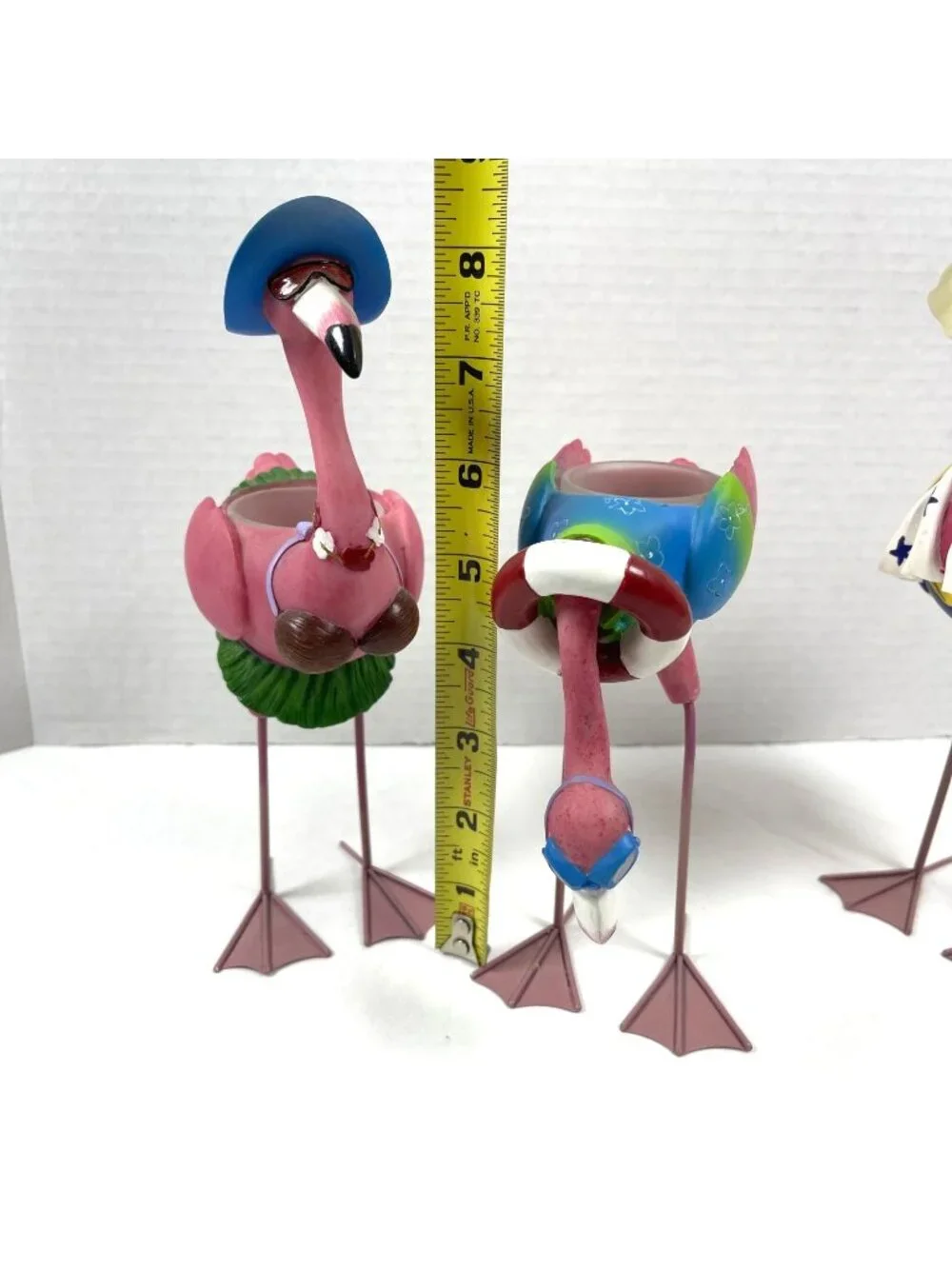 Vintage Lot Tropical Flamingo Family Set Anthropomorphic Tea Light Candle Holder